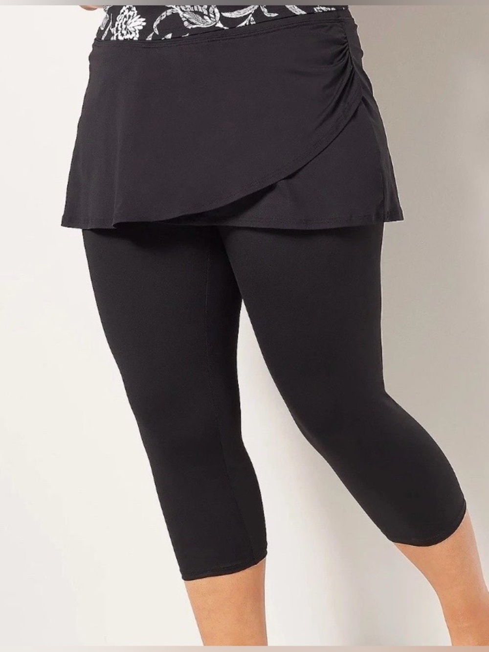NWT, LANDS’ END Women's Black High Waisted Modest Skirted Swim Leggings, Size 1X